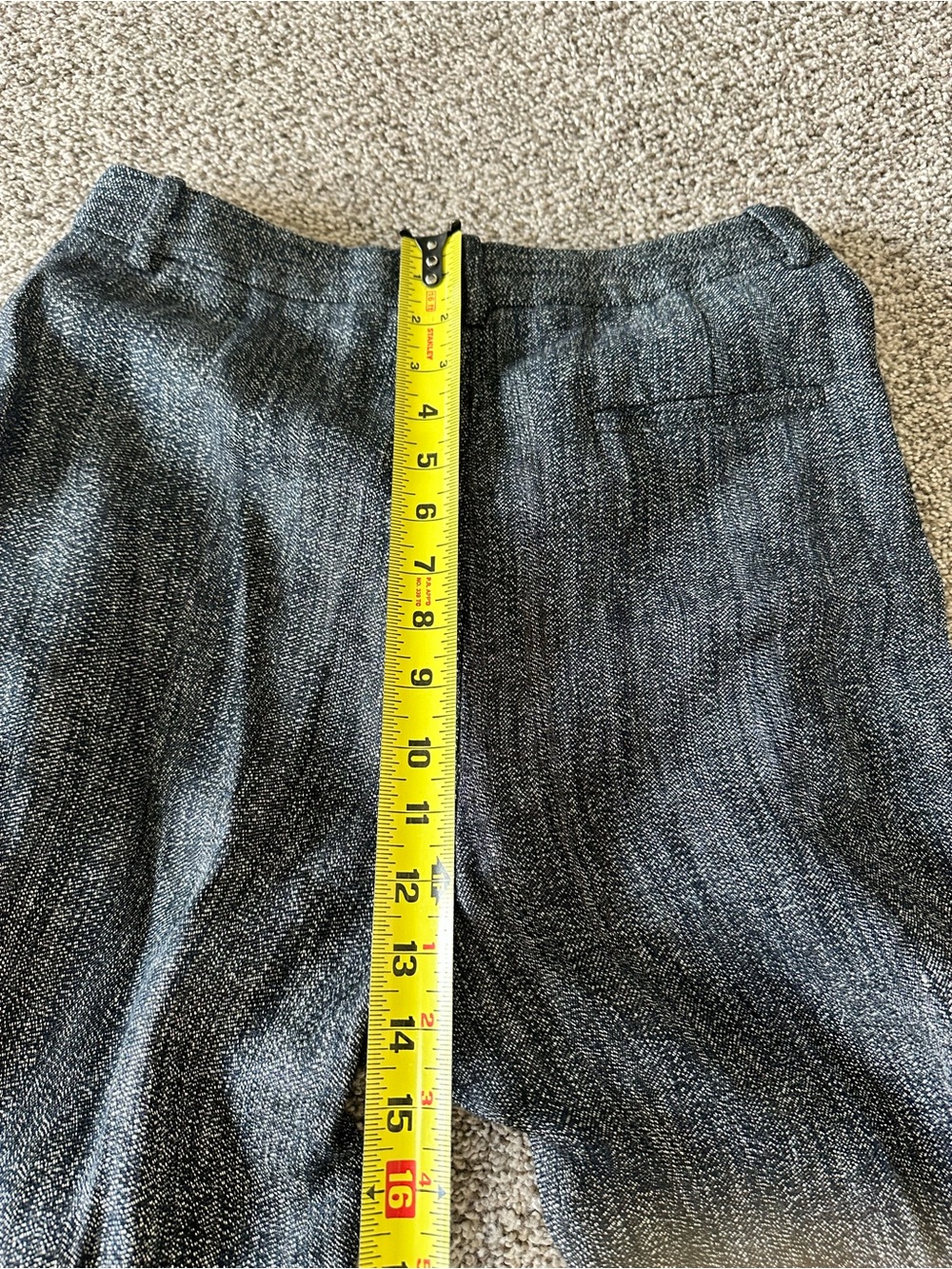Theory High Waist Straight Leg Pant Herringbone Melange Size 4 Grey - Picture 13 of 14